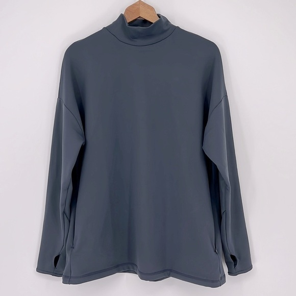 Sweaty Betty Eco Thermal Mock Neck Oversized Sweatshirt Naval Gray Small NWT! - Picture 2 of 10